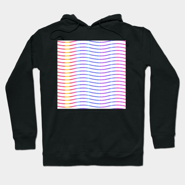 Wavy Lines Rainbow on White Repeat 5748 Hoodie by ArtticArlo